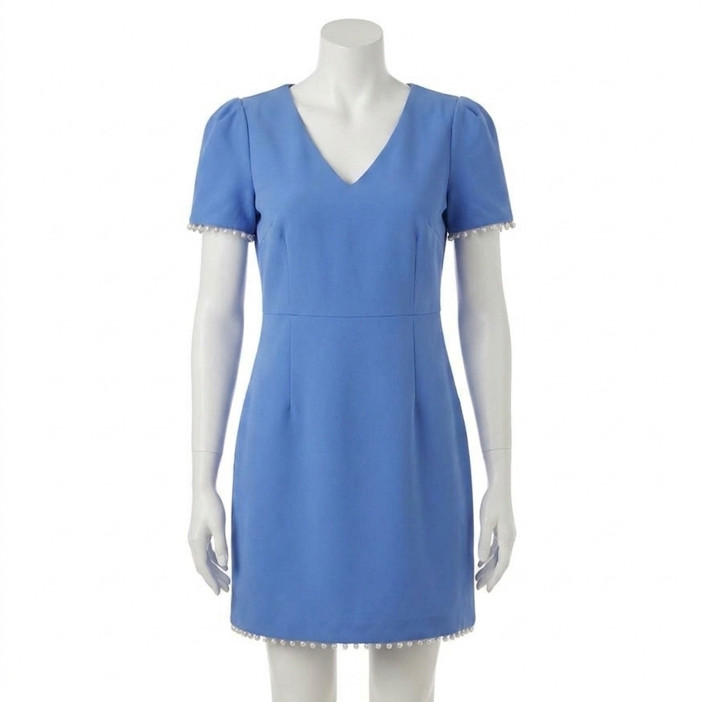 NEW JADE pearl trim dress in blue